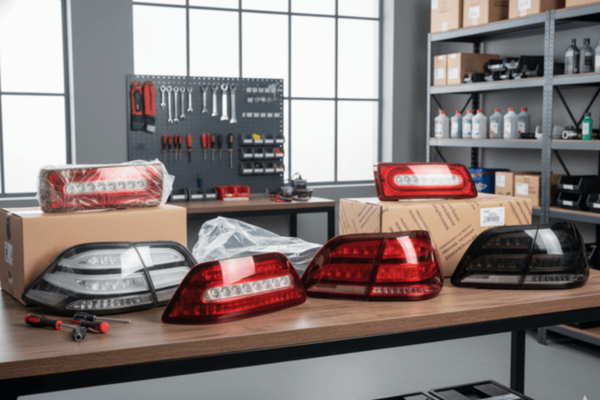 Mercedes Rückleuchten auf Tisch